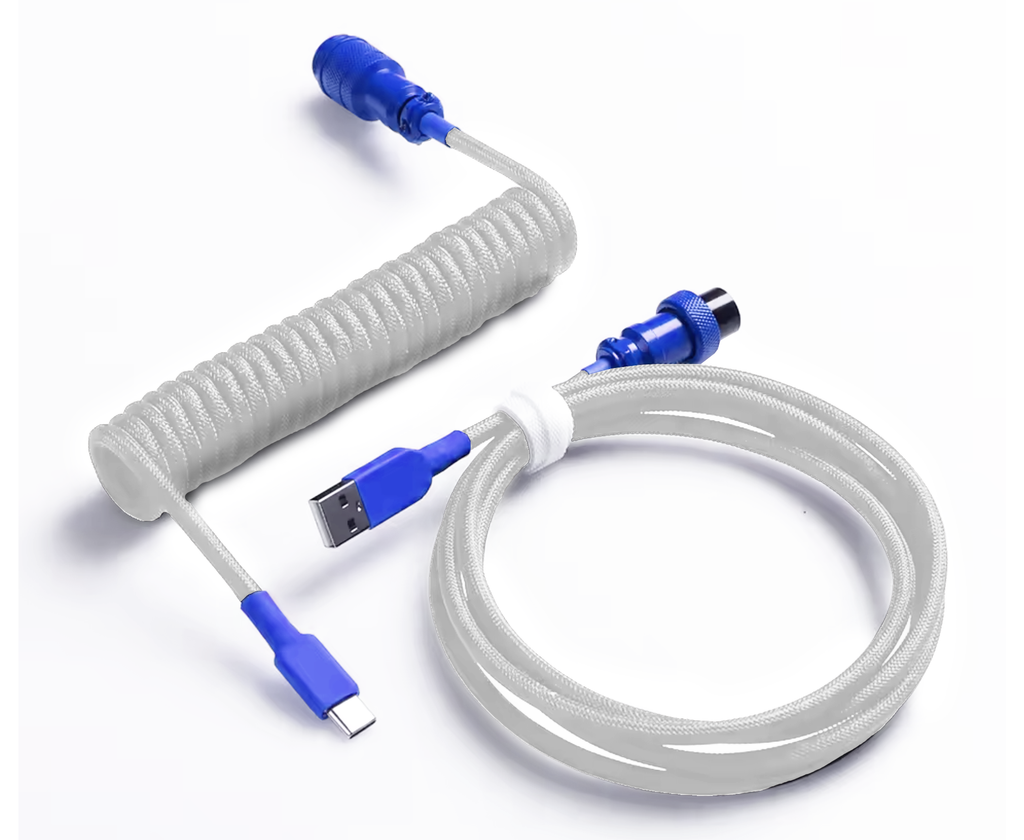 COILED KEYBOARD CABLE - BLUE/WHITE