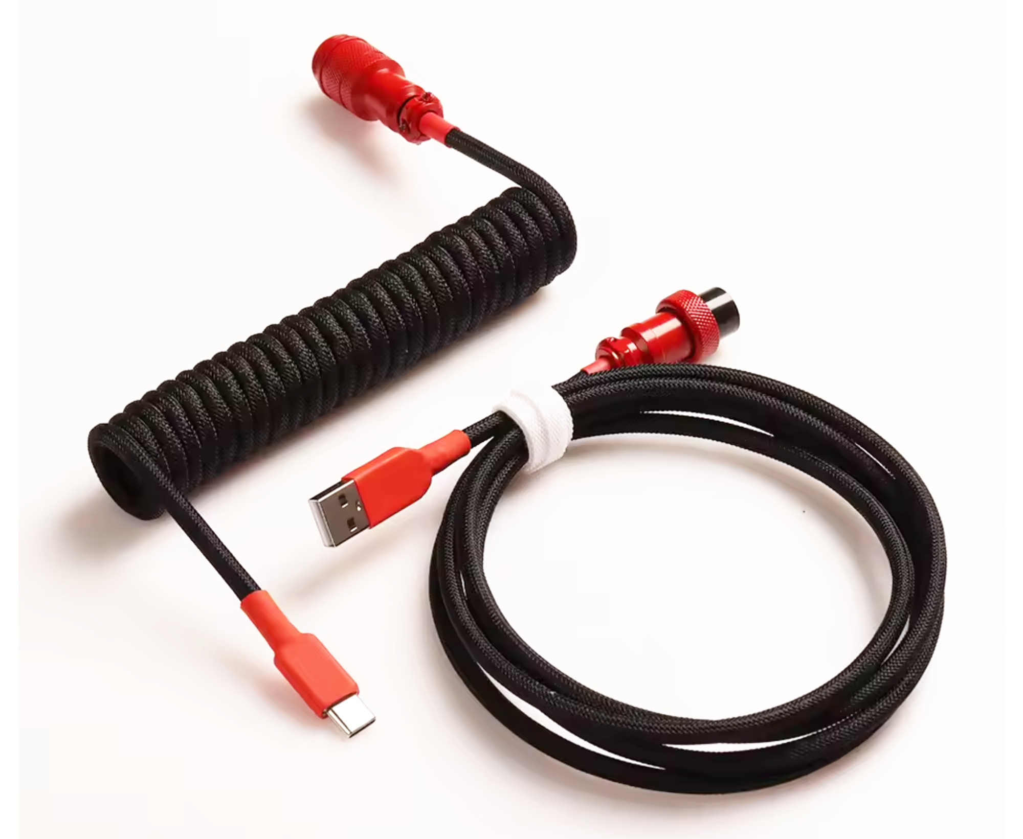 COILED KEYBOARD CABLE - BLACK/RED