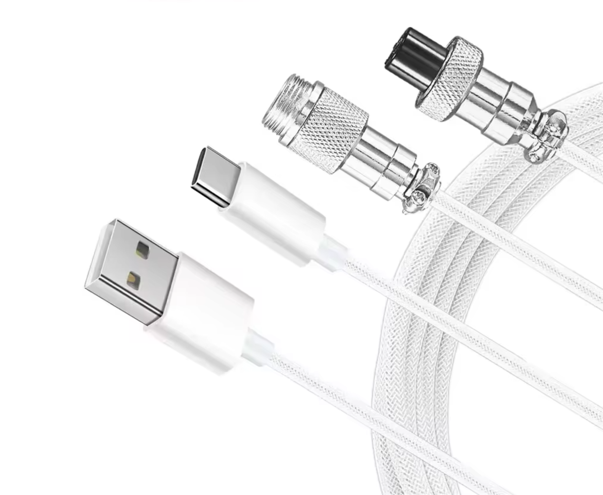 COILED KEYBOARD CABLE - BLUE/WHITE