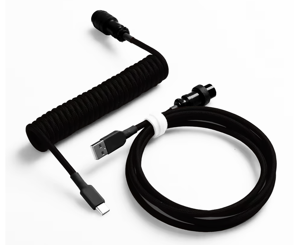 COILED KEYBOARD CABLE - BLACK