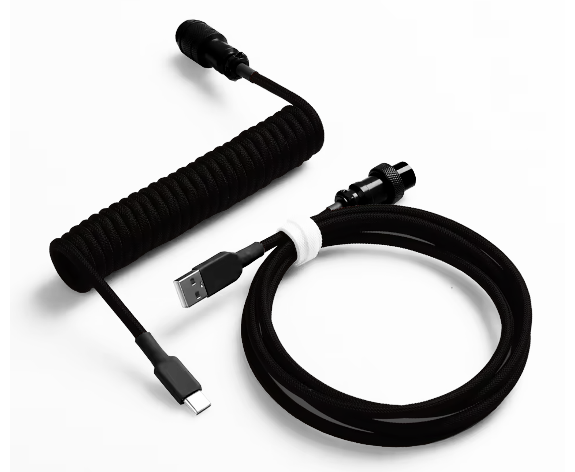 COILED KEYBOARD CABLE - BLACK