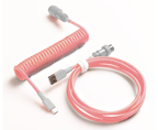COILED KEYBOARD CABLE - PINK/WHITE